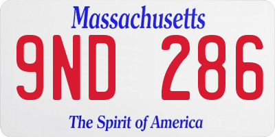 MA license plate 9ND286