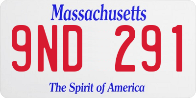 MA license plate 9ND291
