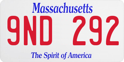 MA license plate 9ND292