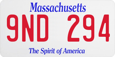 MA license plate 9ND294