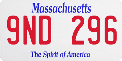 MA license plate 9ND296