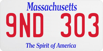 MA license plate 9ND303