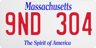 MA license plate 9ND304