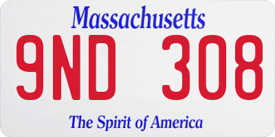 MA license plate 9ND308