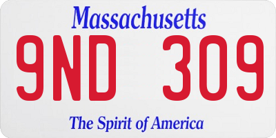 MA license plate 9ND309