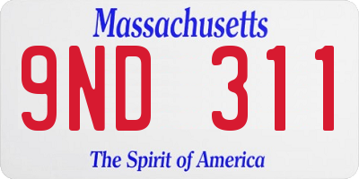 MA license plate 9ND311