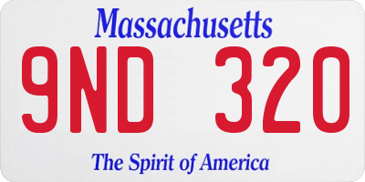 MA license plate 9ND320