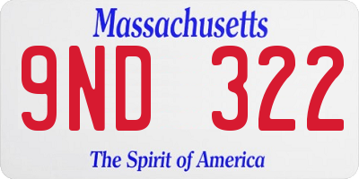 MA license plate 9ND322