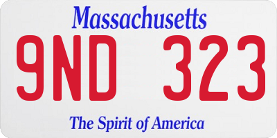MA license plate 9ND323