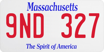 MA license plate 9ND327