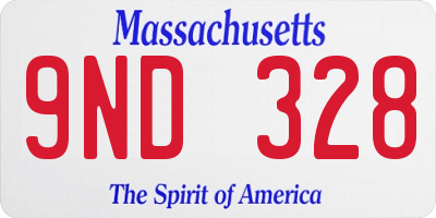 MA license plate 9ND328