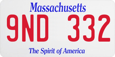 MA license plate 9ND332