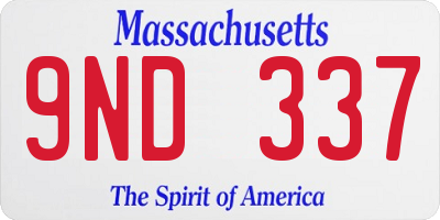 MA license plate 9ND337