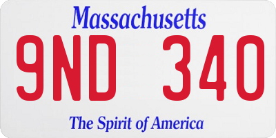 MA license plate 9ND340