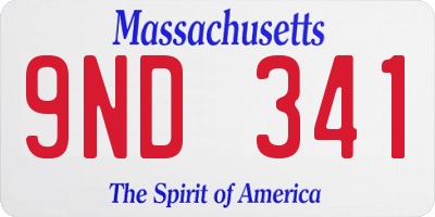 MA license plate 9ND341