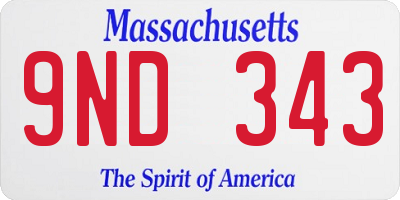 MA license plate 9ND343