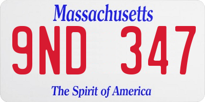 MA license plate 9ND347