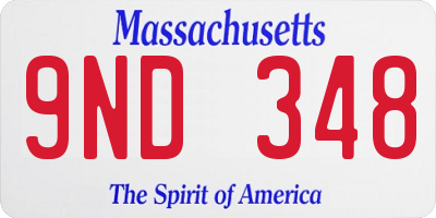 MA license plate 9ND348