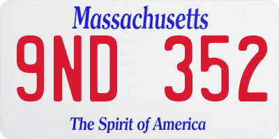 MA license plate 9ND352