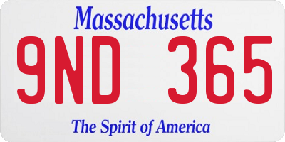 MA license plate 9ND365