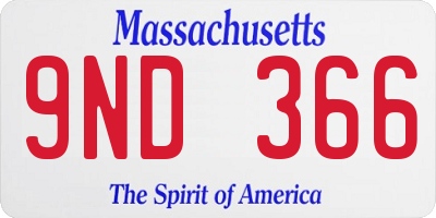 MA license plate 9ND366