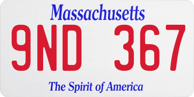 MA license plate 9ND367