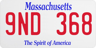 MA license plate 9ND368