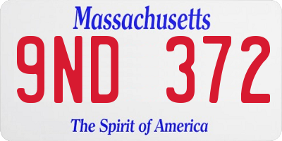 MA license plate 9ND372