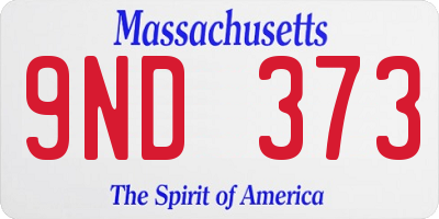 MA license plate 9ND373