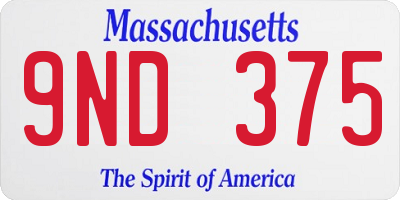 MA license plate 9ND375