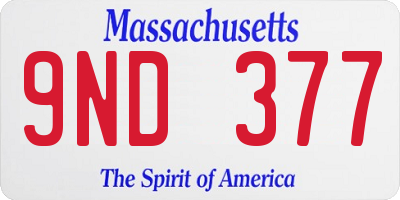 MA license plate 9ND377