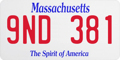 MA license plate 9ND381