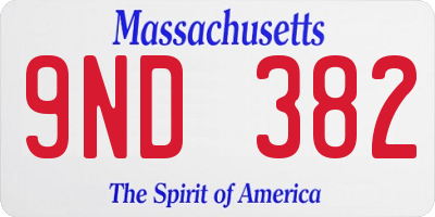 MA license plate 9ND382