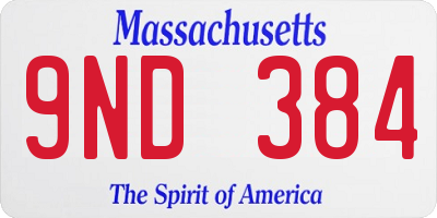 MA license plate 9ND384
