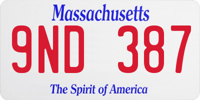 MA license plate 9ND387