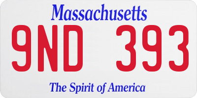 MA license plate 9ND393