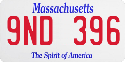 MA license plate 9ND396