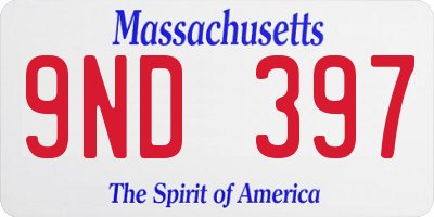 MA license plate 9ND397