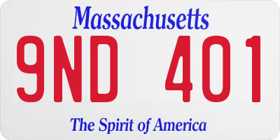 MA license plate 9ND401