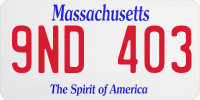 MA license plate 9ND403