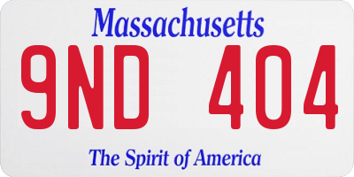 MA license plate 9ND404