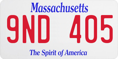 MA license plate 9ND405