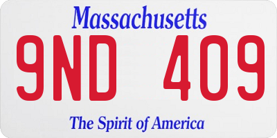 MA license plate 9ND409