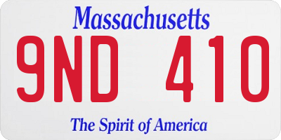 MA license plate 9ND410