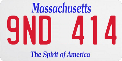 MA license plate 9ND414