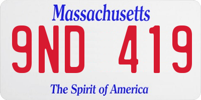 MA license plate 9ND419