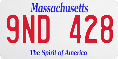 MA license plate 9ND428