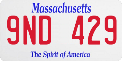 MA license plate 9ND429