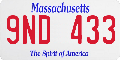 MA license plate 9ND433
