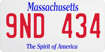 MA license plate 9ND434